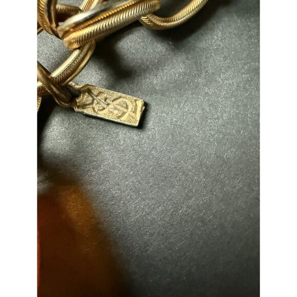 YSL Yves Saint Laurent Acrylic Chain Belt Necklace Gold Tone Shell Link
